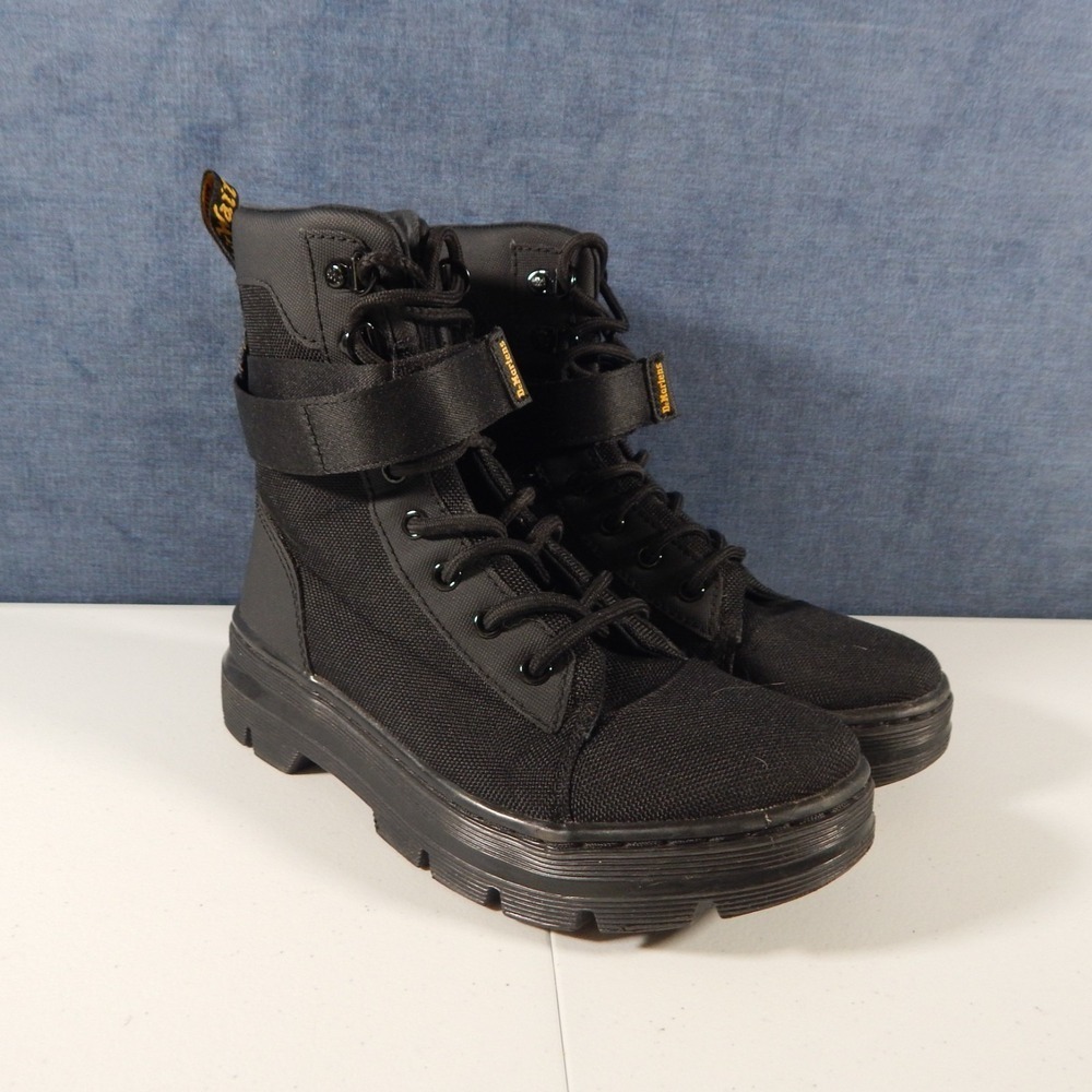 Dr. Doc Martens Combs Tech Boots Unisex M5/W6 Black Ankle High Combat Shoes - Picture 1 of 9